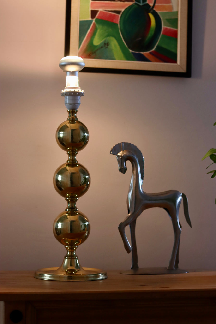 Tall Swedish Brass Bobbin lamp Noah Ancienne