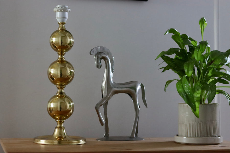 Tall Swedish Brass Bobbin lamp Noah Ancienne