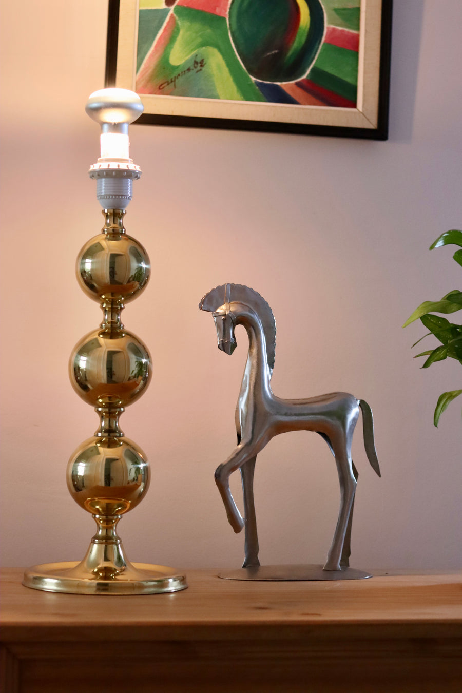 Tall Swedish Brass Bobbin lamp Noah Ancienne