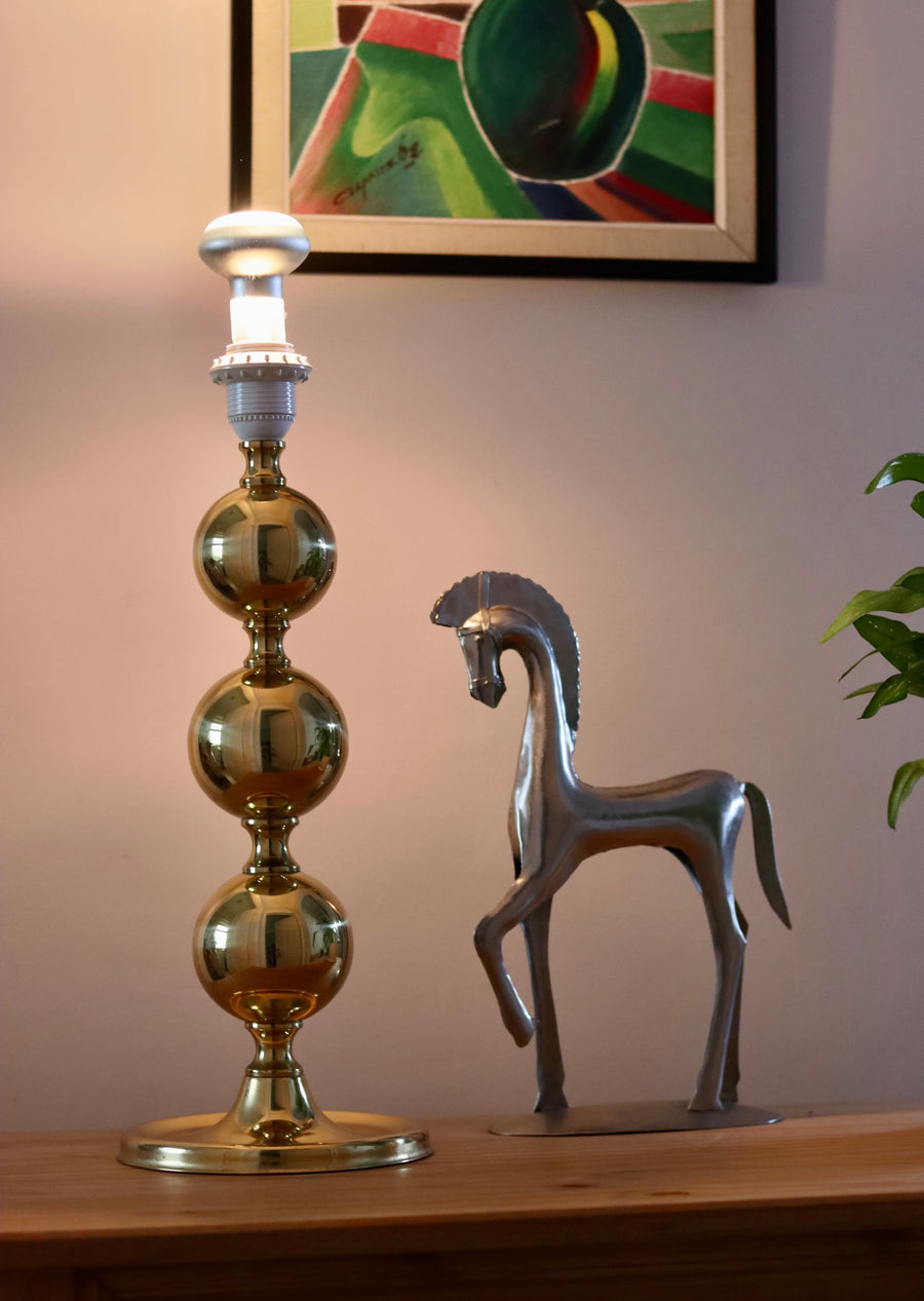 Tall Swedish Brass Bobbin lamp Noah Ancienne