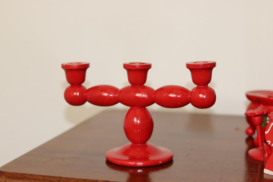 Three-Arm Swedish Bobbin Candelabra Noah Ancienne