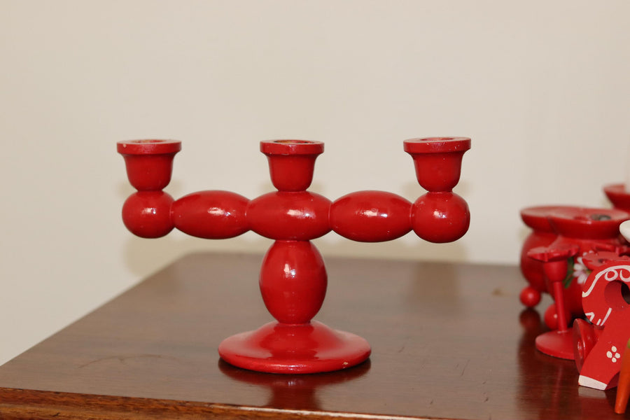 Three-Arm Swedish Bobbin Candelabra Noah Ancienne