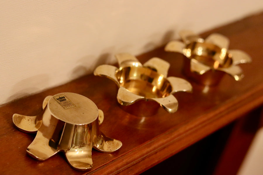 Trio of Mid-Century Swedish Brass Candle Holders by Scandia Noah Ancienne