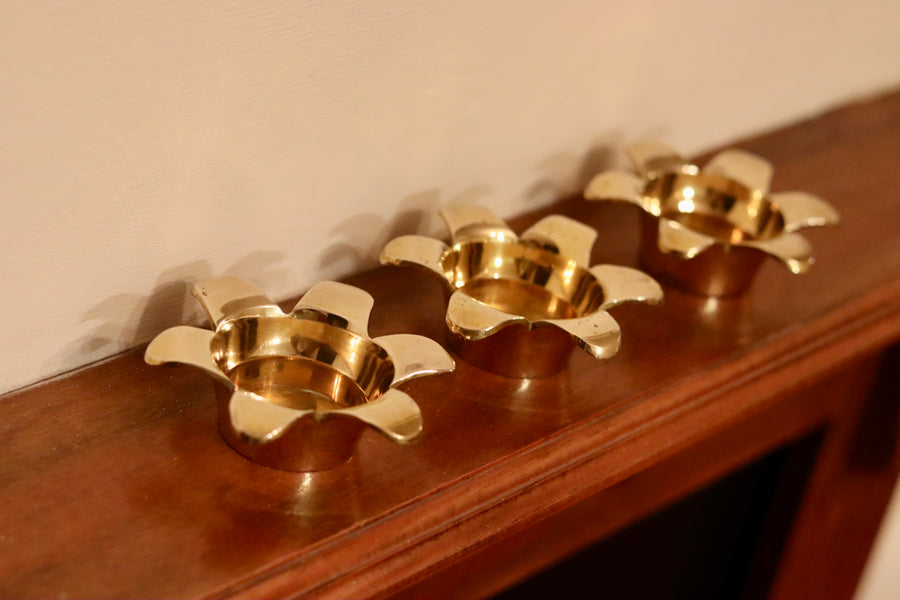 Trio of Mid-Century Swedish Brass Candle Holders by Scandia Noah Ancienne