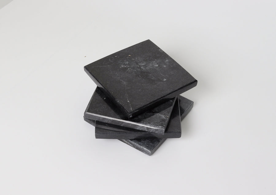 Set of 4 - Madeji Black Square Marble Coasters