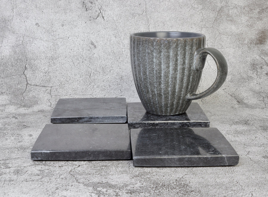 Set of 4 - Madeji Black Square Marble Coasters