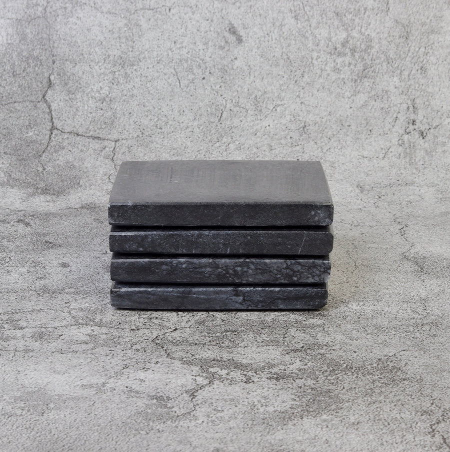 Set of 4 - Madeji Black Square Marble Coasters