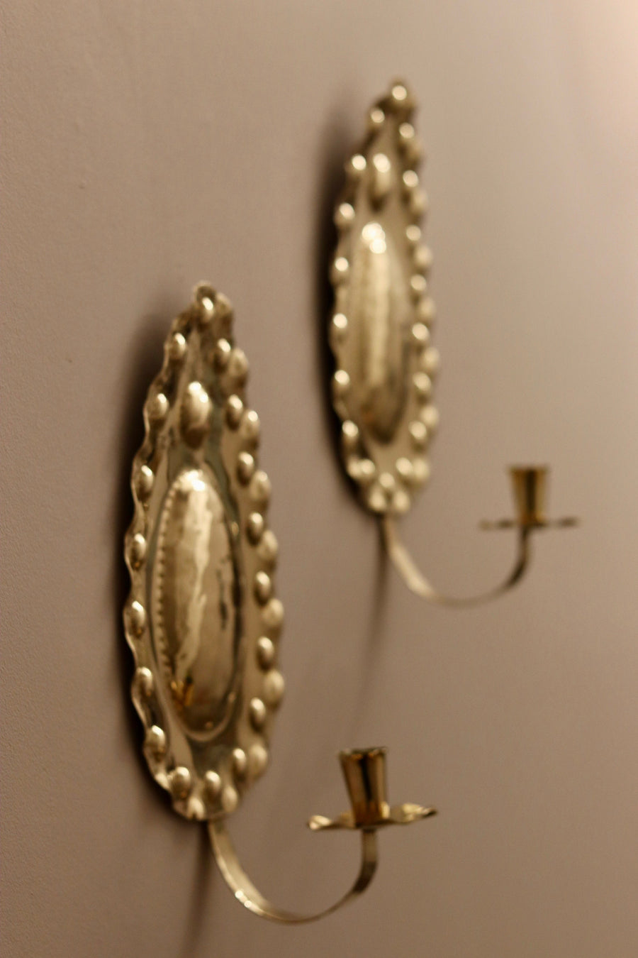 Pair of Mid-Century Brass Swedish Sconces by VÄXJÖ