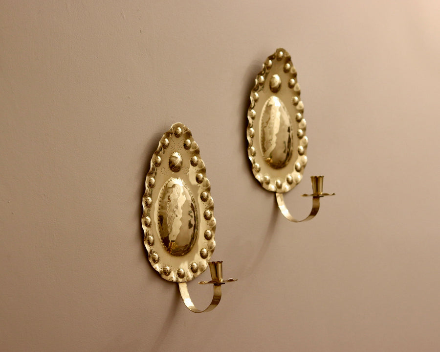 Pair of Mid-Century Brass Swedish Sconces by VÄXJÖ