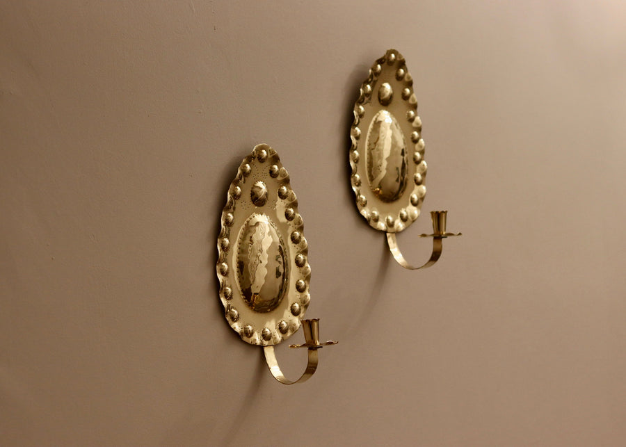 Pair of Mid-Century Brass Swedish Sconces by VÄXJÖ