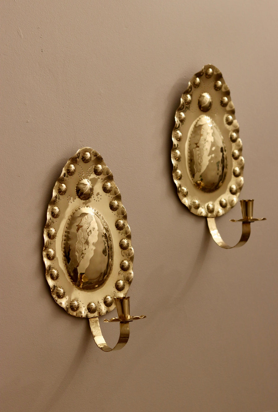 Pair of Mid-Century Brass Swedish Sconces by VÄXJÖ