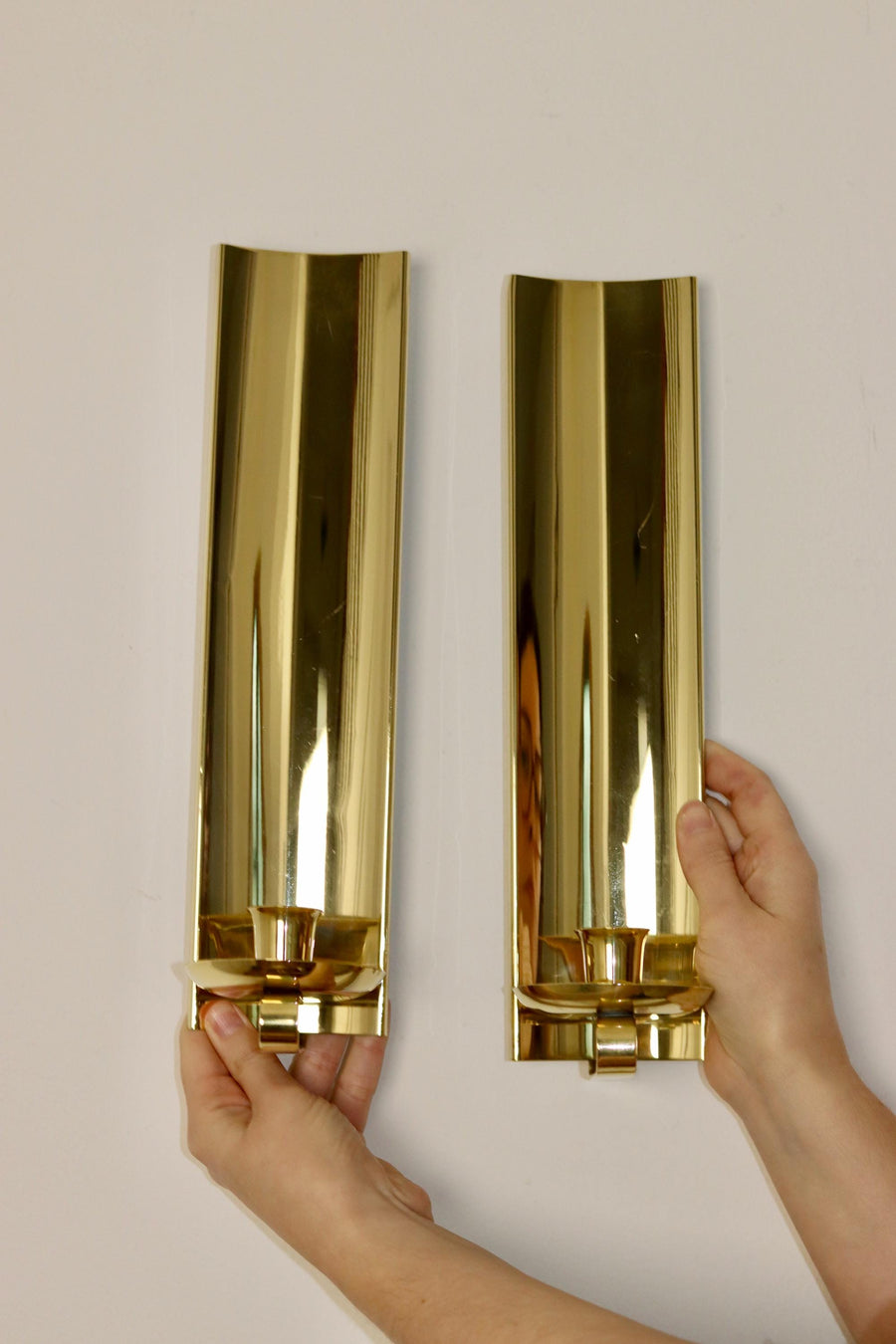 Pair Of Mid Century Swedish Brass Sconces