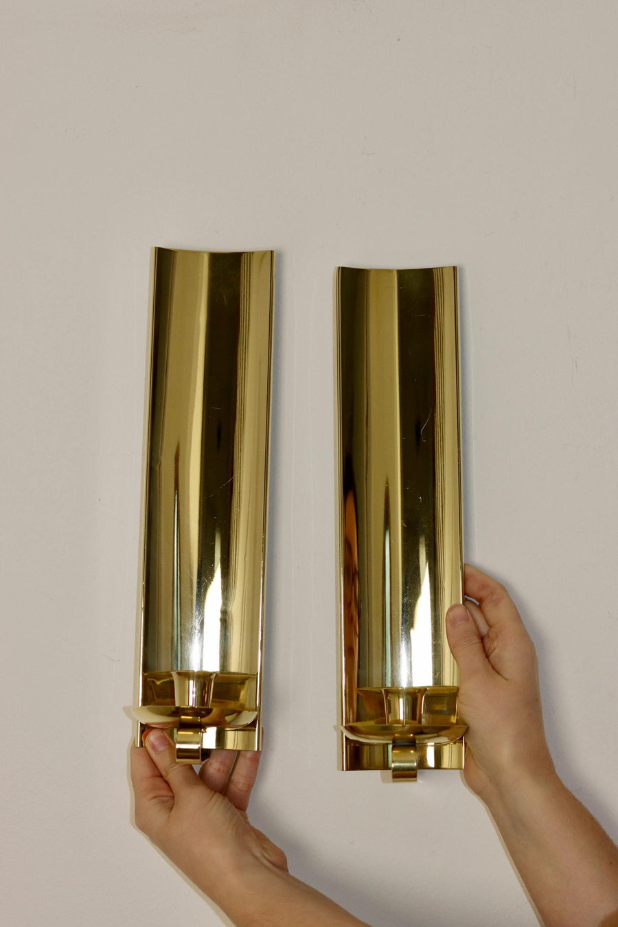 Pair Of Mid Century Swedish Brass Sconces