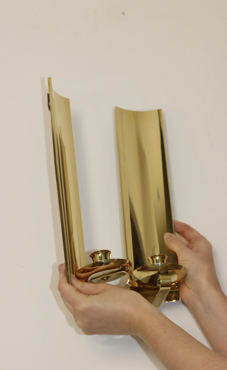 Pair Of Mid Century Swedish Brass Sconces