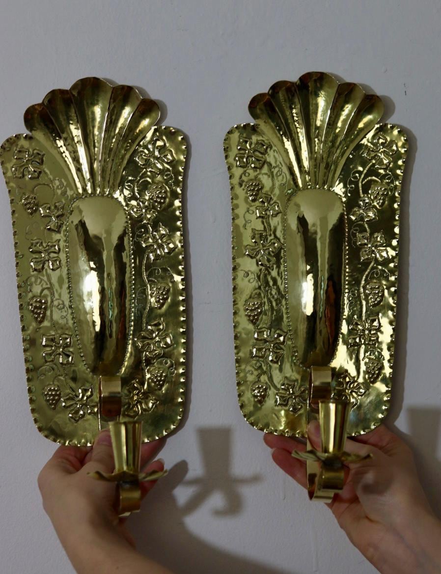 Mid Century Swedish Brass Sconces