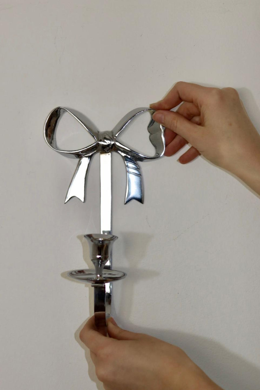 Vintage Brass Bow Sconce in Chrome