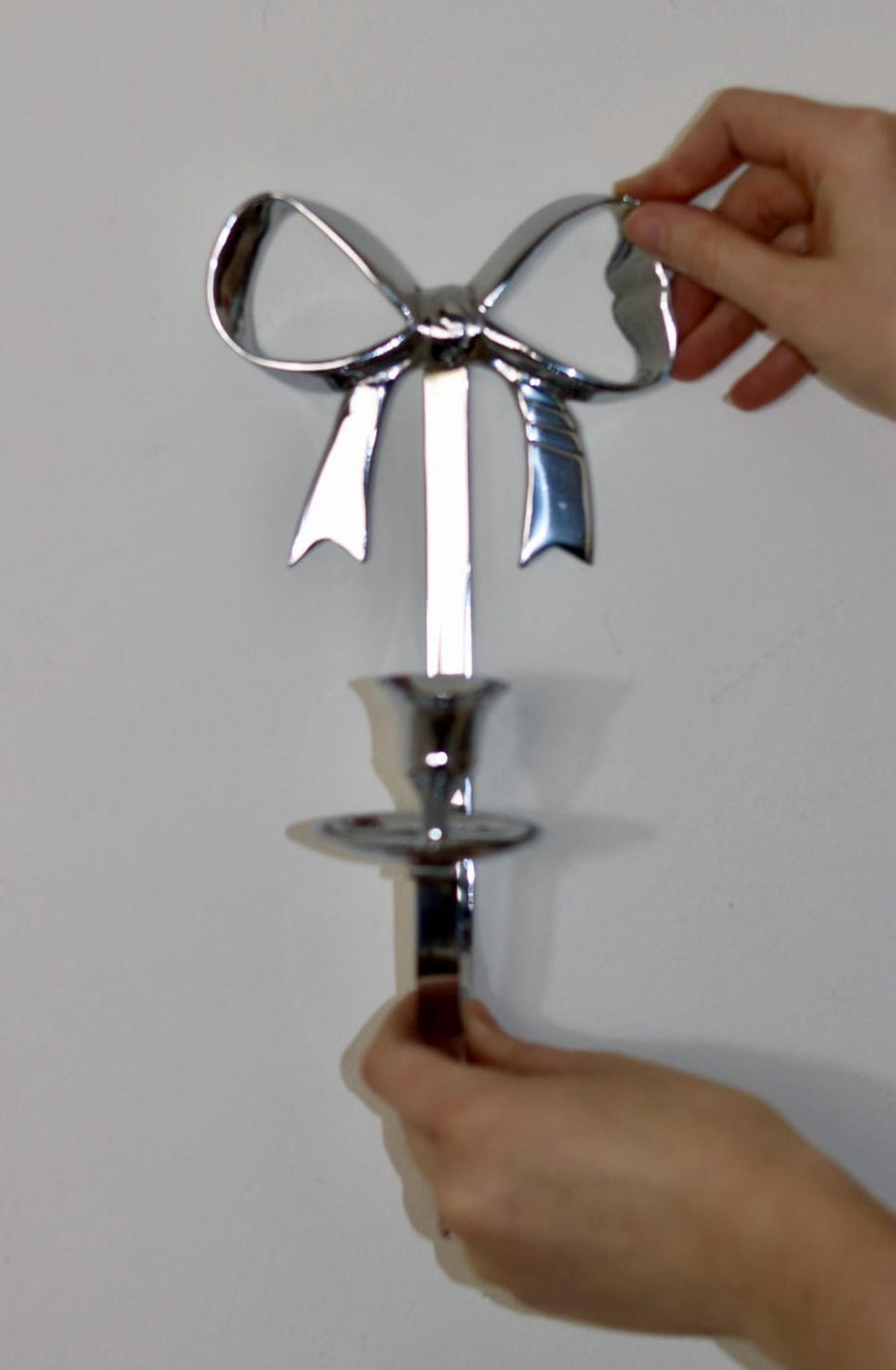 Vintage Brass Bow Sconce in Chrome