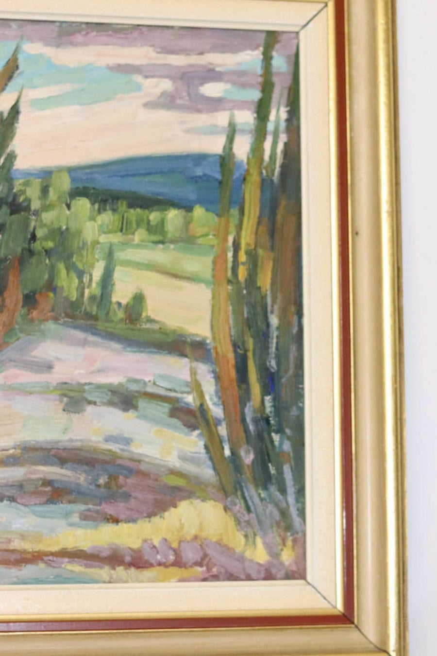 Swedish Mid-Century Oil On Board Painting" Forest Landscape "  --Vintage & Framed