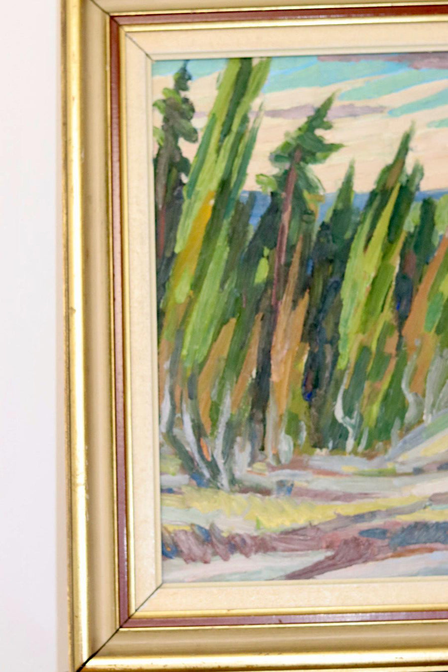 Swedish Mid-Century Oil On Board Painting" Forest Landscape "  --Vintage & Framed
