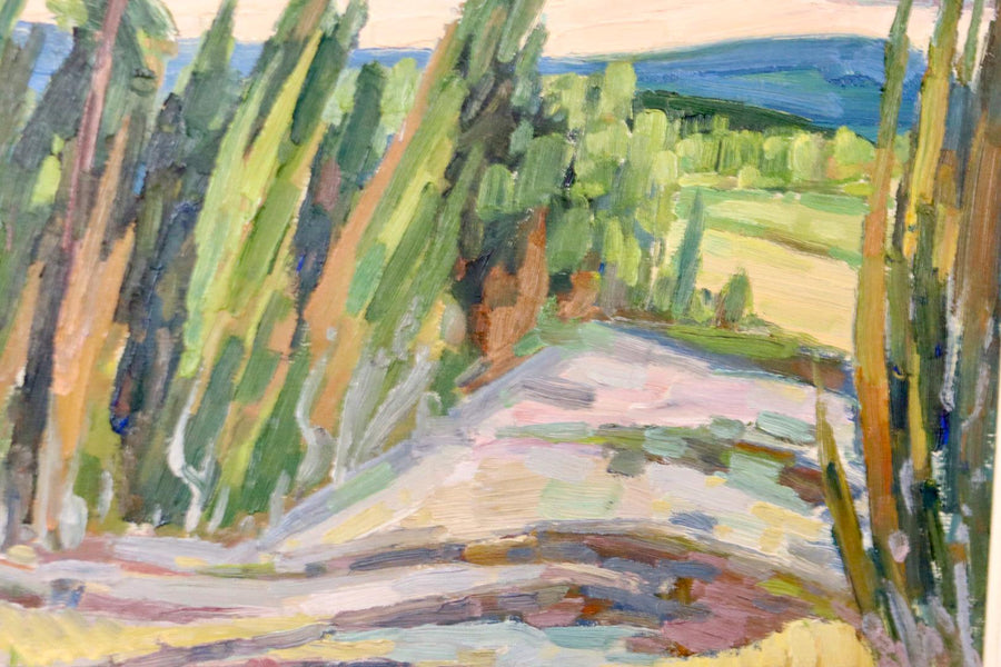 Swedish Mid-Century Oil On Board Painting" Forest Landscape "  --Vintage & Framed