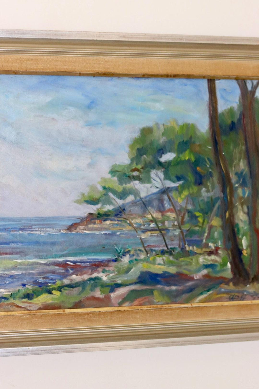 1950s Swedish Mid-Century Oil On Board Painting" Coast "--Vintage & Framed