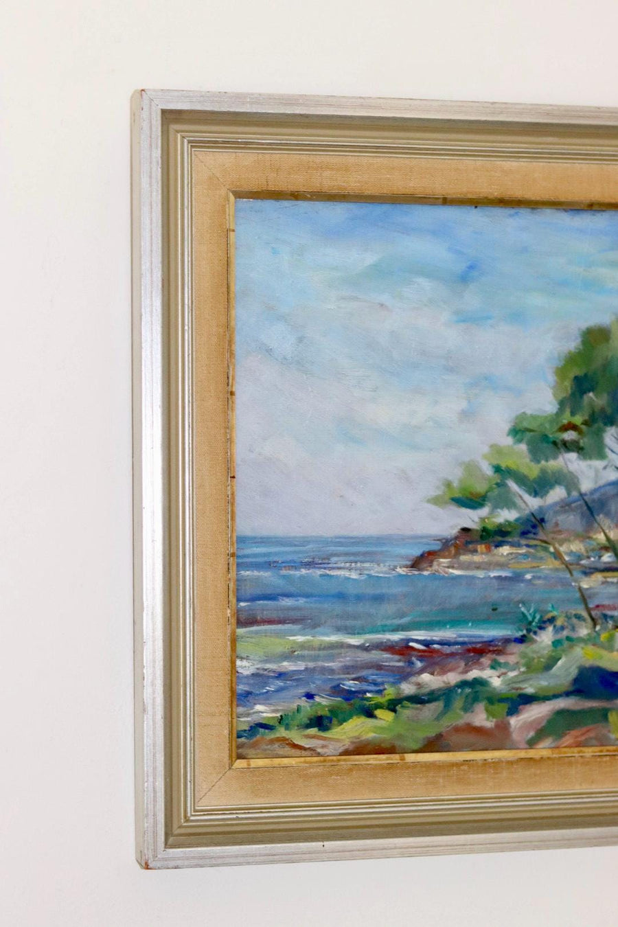 1950s Swedish Mid-Century Oil On Board Painting" Coast "--Vintage & Framed