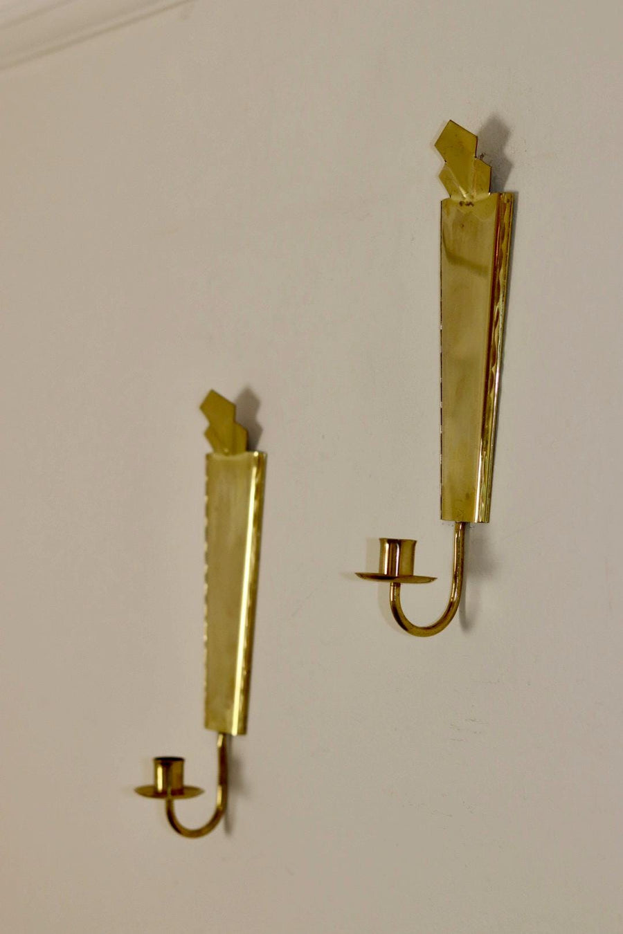 Pair Of Mid Century Swedish Brass Sconces by Arvika