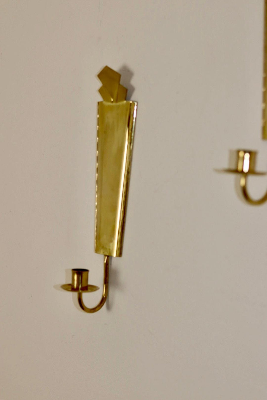 Pair Of Mid Century Swedish Brass Sconces by Arvika