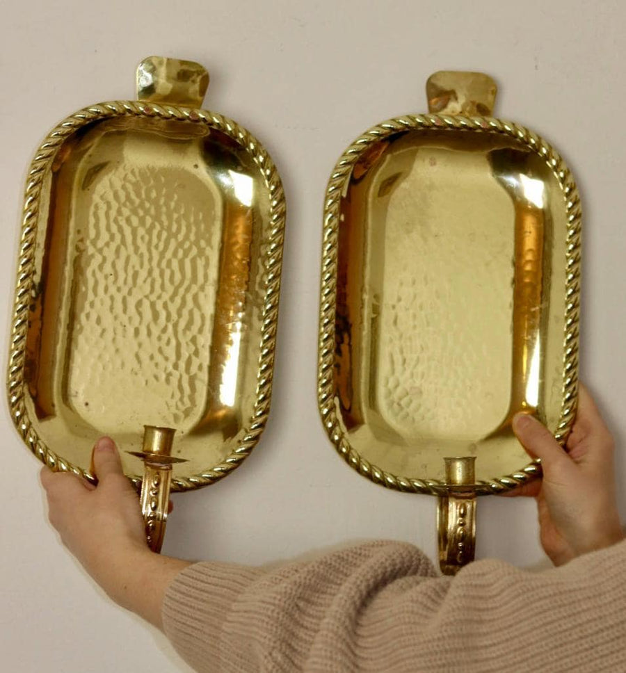 Pair Of Mid Century Swedish Brass Sconces