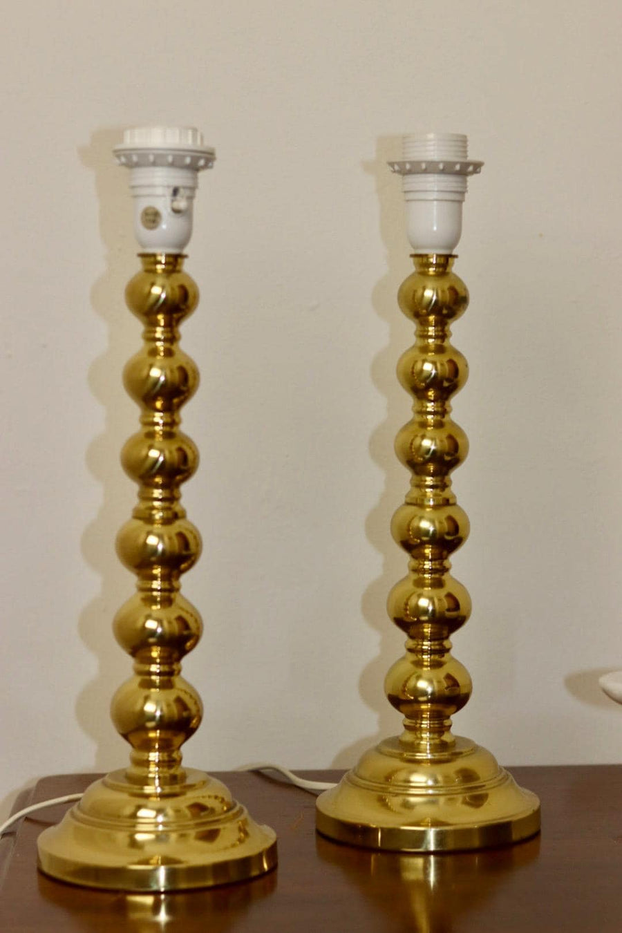 Pair of Mid Century Swedish Brass Lamps