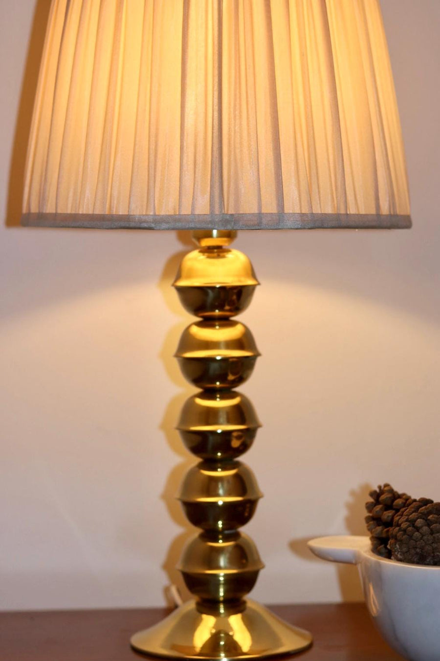 Mid-Century Tall Swedish Brass Bobbin lamp