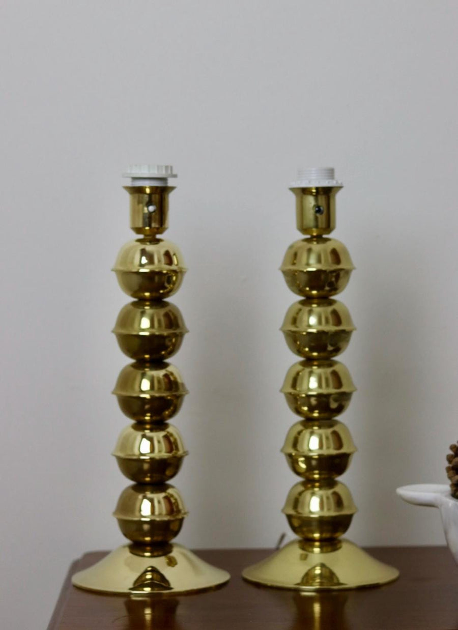 Mid-Century Tall Swedish Brass Bobbin lamp