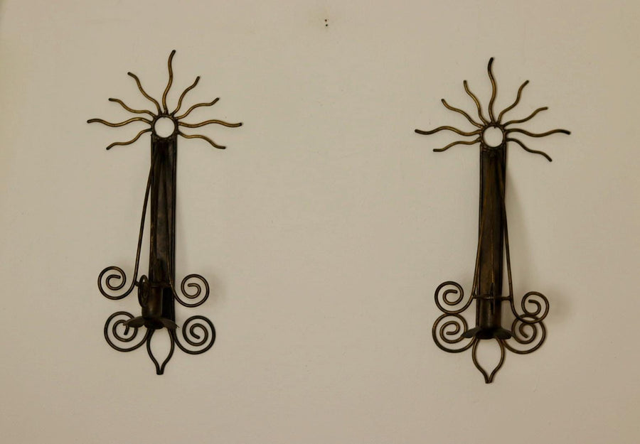 Pair Of Mid Century Swedish Metal Sconces