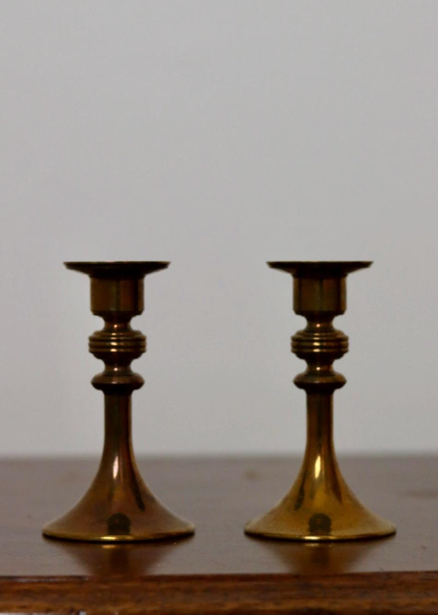 Pair of Vintage Swedish Brass Candleholder