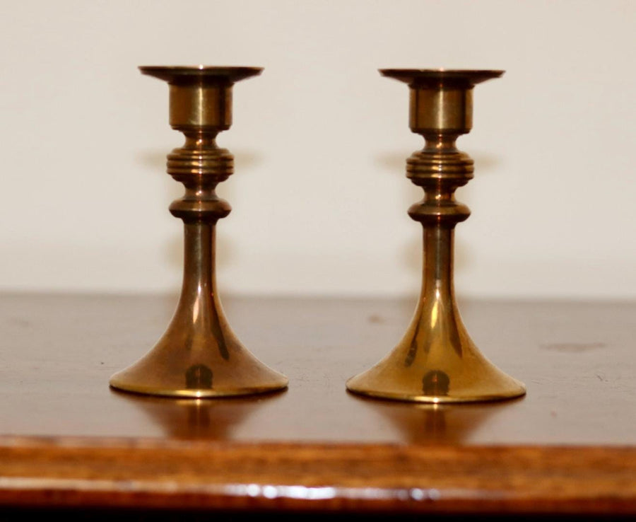 Pair of Vintage Swedish Brass Candleholder