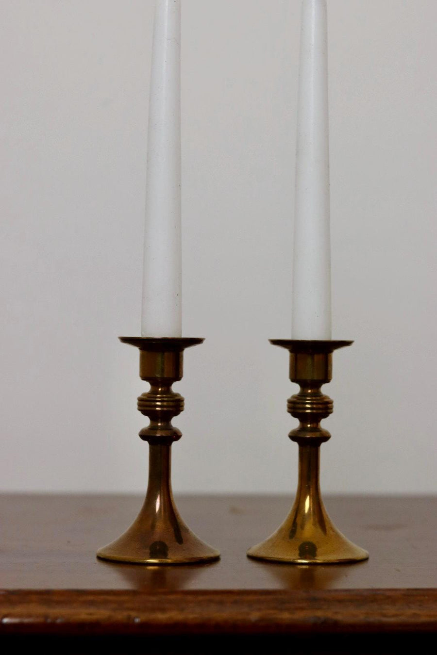 Pair of Vintage Swedish Brass Candleholder