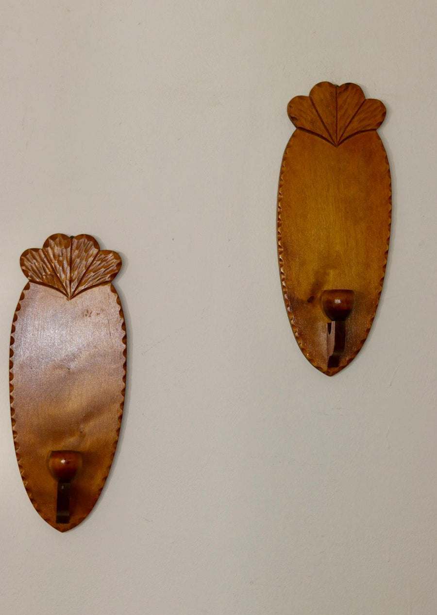 Pair Of Swedish Wooden Sconces