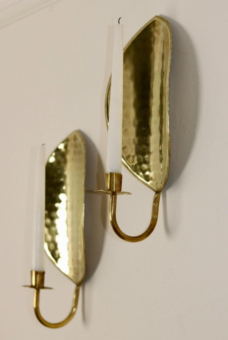 A Pair of Mid Century Swedish Brass Sconces