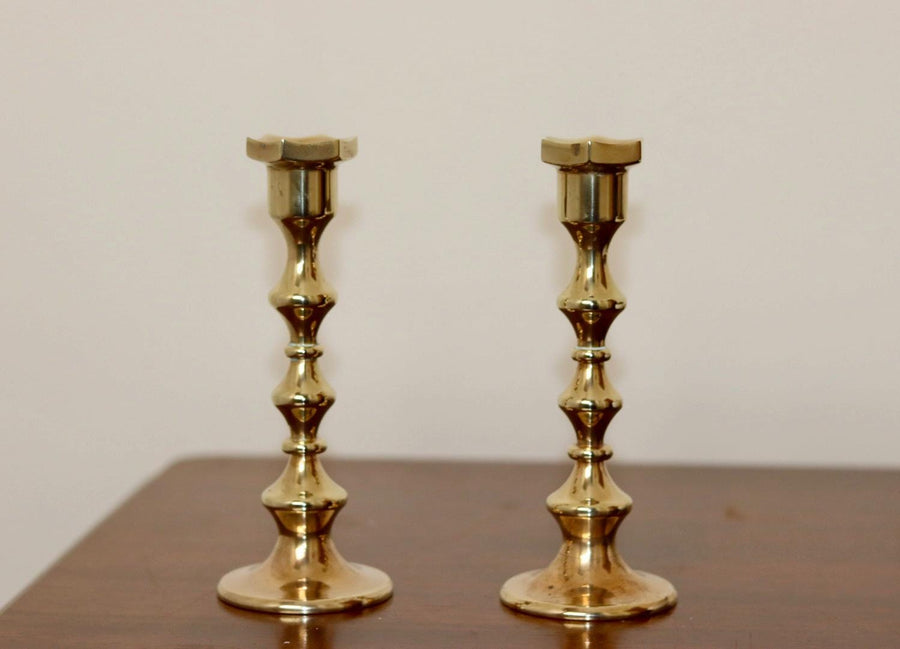 Pair of Vintage Swedish Brass Candleholder