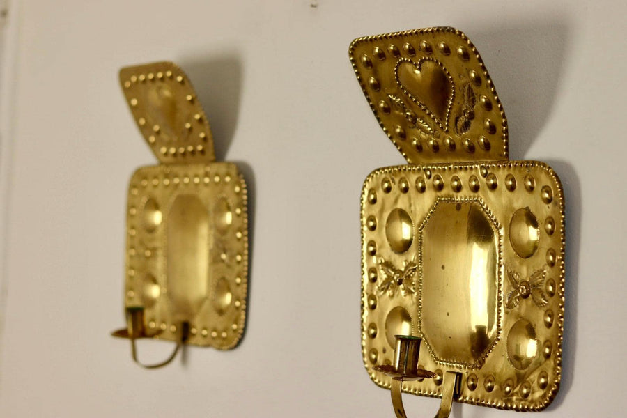 A Pair of Mid Century Swedish Brass Sconces