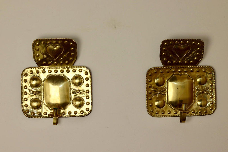 A Pair of Mid Century Swedish Brass Sconces