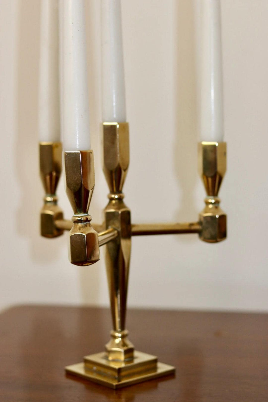 Four-Arm Swedish Brass Candelabra by Gusum