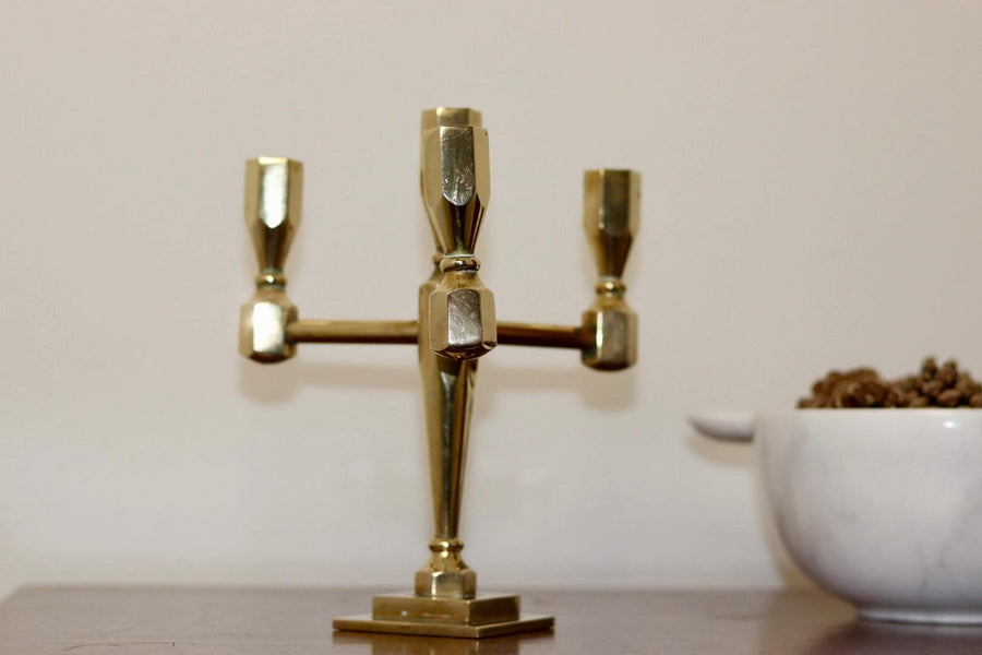 Four-Arm Swedish Brass Candelabra by Gusum