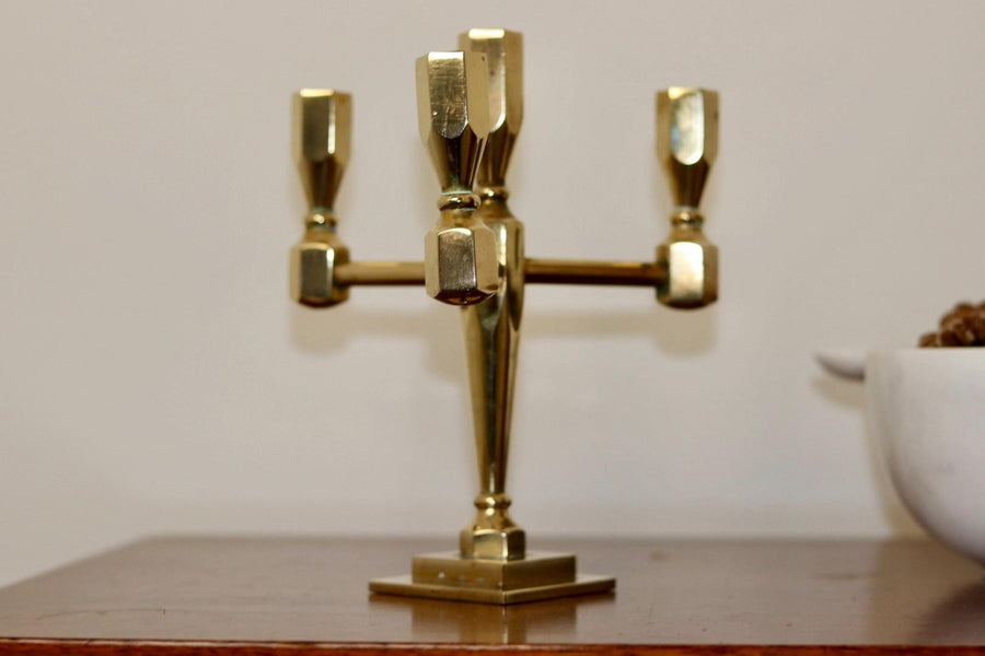 Four-Arm Swedish Brass Candelabra by Gusum