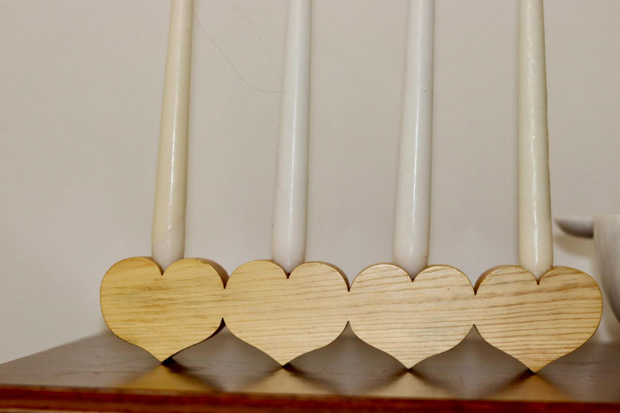 Swedish Pine Wood heart Candelabra