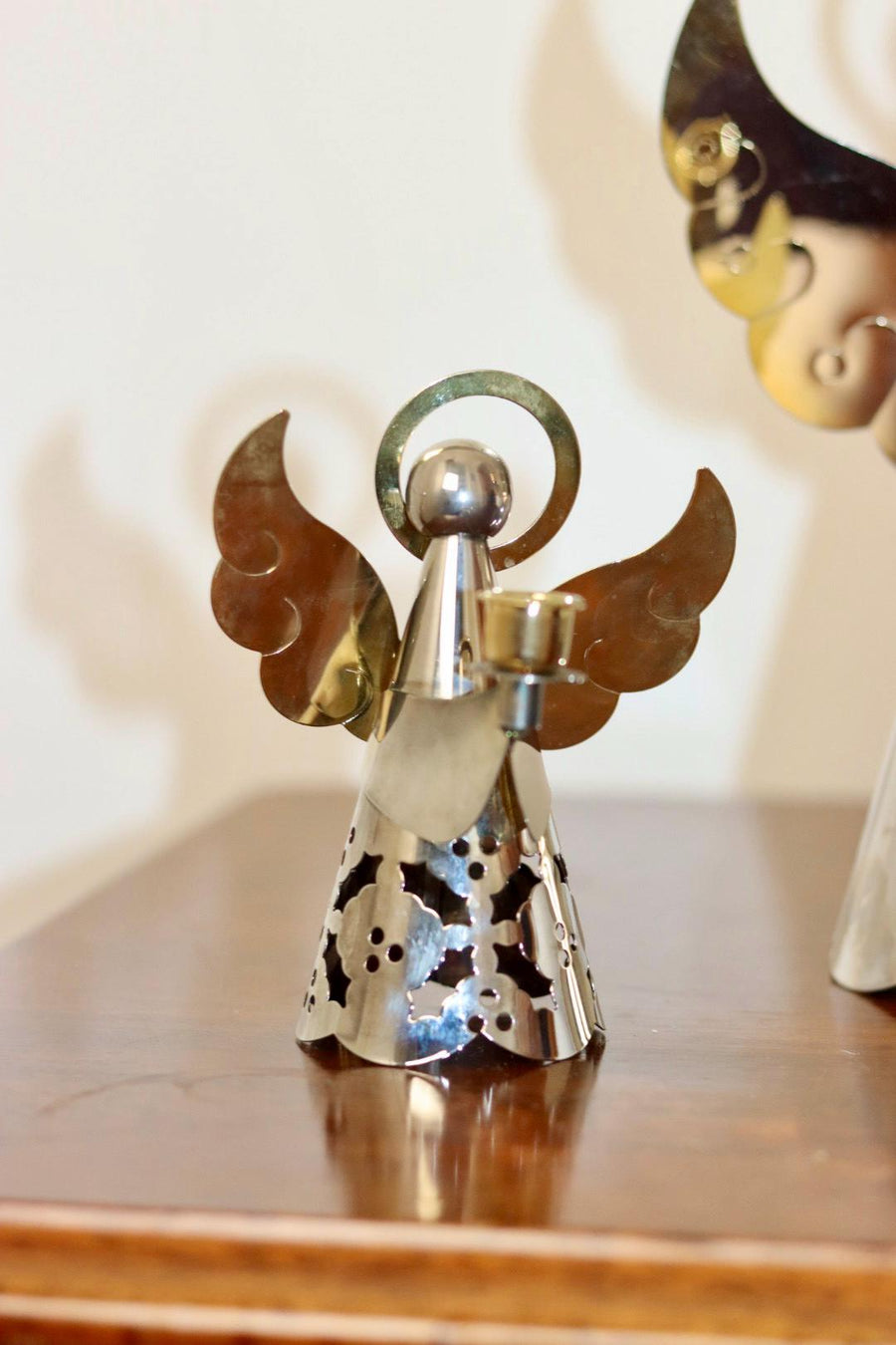 Vintage Swedish Metal Angel Candleholder