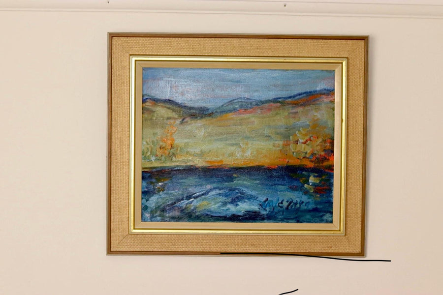 Mid-Century Oil On Canvas Painting" Landscape " --Vintage & Framed