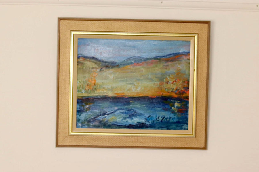 Mid-Century Oil On Canvas Painting" Landscape " --Vintage & Framed