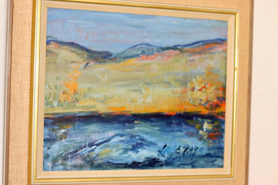 Mid-Century Oil On Canvas Painting" Landscape " --Vintage & Framed