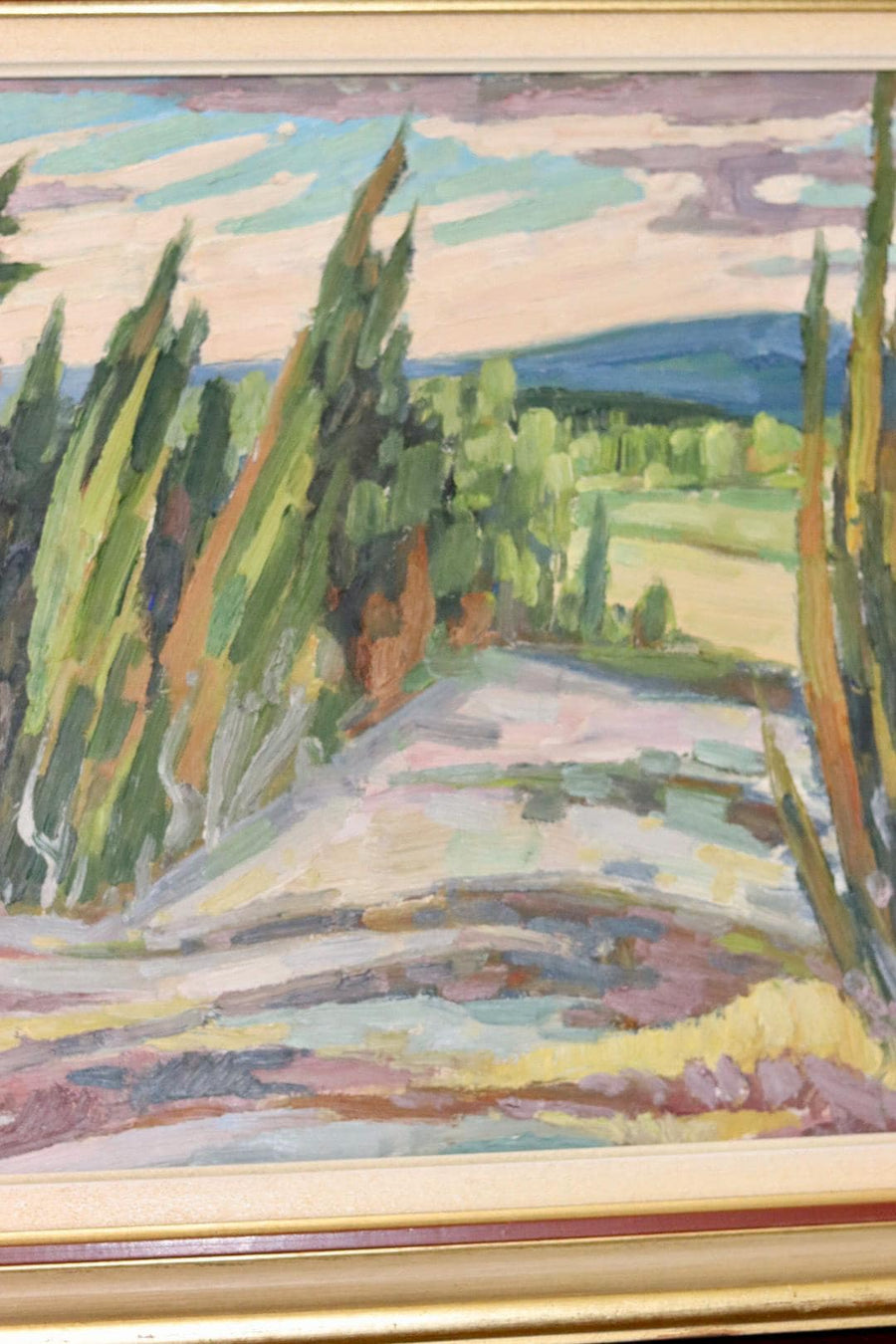 Swedish Mid-Century Oil On Board Painting" Forest Landscape "  --Vintage & Framed